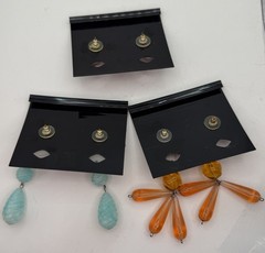Vintage 80s Nikol Lucite Earrings Jewelry Lot 3 Pair Geometric Funky Plastic NOS
