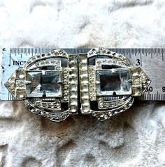 Lot of 4 Art Deco Brooch MWCA 1930s & Blue Rhinestone Buckles