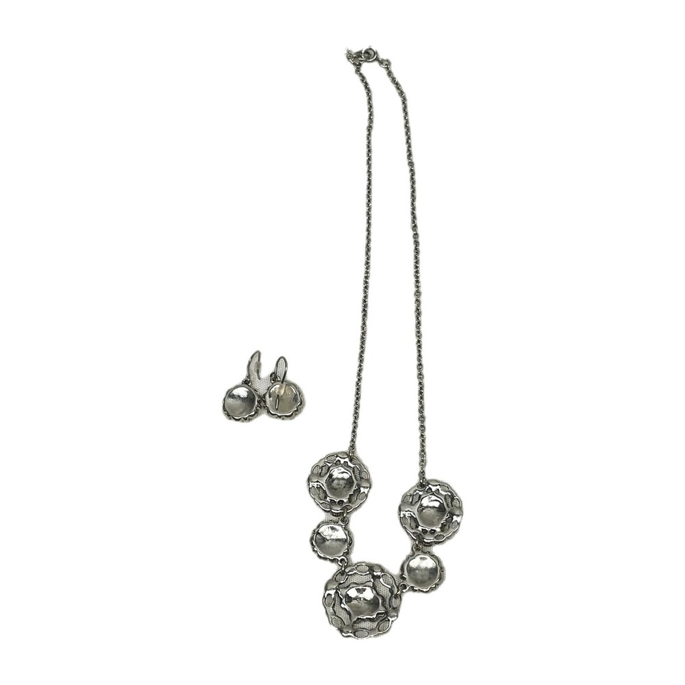 Vintage Marcasite Necklace & Pierced Ear Dangle Earrings | 3 Piece Jewelry Set