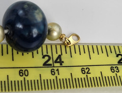 Vintage Gold And Blue Beaded Necklace 24 in Spring Ring Clasp
