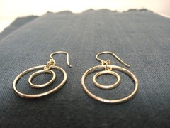 Vintage 925 Silver Double Hoop Dangle Wire Earrings