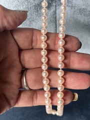 Long 25” 6mm Cultured Pearl Strand High Quality 14kt Lock Perfectly Matched OLD