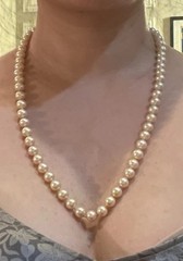 Trifari Hand-Knotted Pearl Necklace 24 Inch Decorative Clasp Vintage