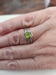 Vintage Sterling Lime Green Tourmaline Ring Size 6.5 Free Shipping
