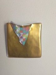 24kt Gold Glazed Porcelain 1980s Germany Hallmarked Rosenthal Brooch Modern Art