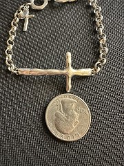 Silpada Signed Sterling Silver 925 Religious Cross Toggle Bracelet, 8.5in