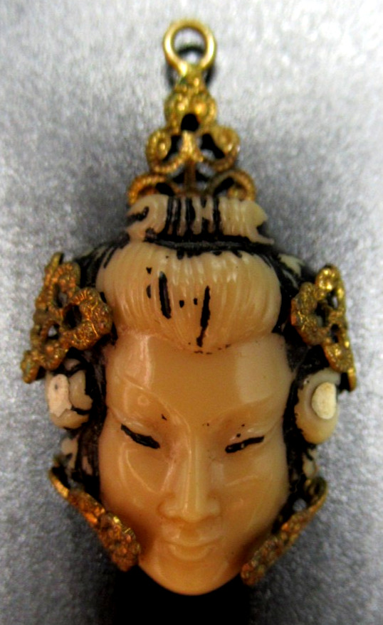 Asian Princess Celluoid Vintage Pendant