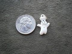 Pillsbury Doughboy Vintage White Enamel Metal Bracelet Charm Pendant 3.1g