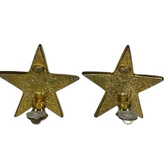 Pave Crystal Rhinestone Goldtone Star Pendant *NO CHAIN* & Clip On Earrings VTG