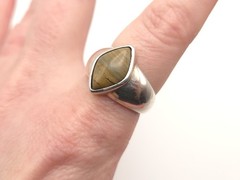 Vintage Sterling Silver Signed SHUBE Southwestern Style Jasper Tapered Ring sz 9
