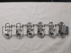 Antique Sterling Silver 925 Ornate Cherries Wide Panel Heavy Bracelet 7″ – 56g