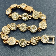 Givenchy Rose Gold Plated Peach Tone Crystal Studded Bracelet 7″ Vintage Sparkle