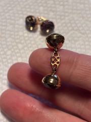 Pair Antique Gold Georgian 15ct 15k Rock Crystal Cufflinks 15kt