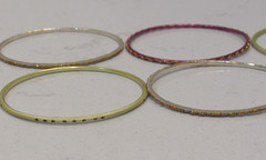 Lot of 6 Bangle Bracelets Gold Tone Stackable Boho Retro Multi Color Bollywood