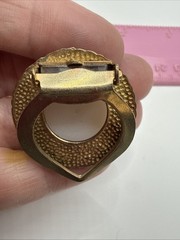 Vintage Faux Pearl Scarf Clip Gold Tone Ring 1”