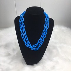 NEW Bell Charm Plastic Link Chain Necklace Costume Deadstock Vintage Retro 1980s