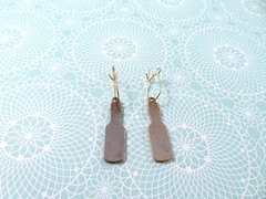 Cloisonne Earrings Tabasco Sauce Bottle Dangles Enamel Metal French Wire Closure