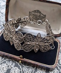 Vintage British Filigree Bracelet Butterfly Design 1950s 1970s Silver Jewelry 13