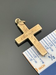 ATQ 1915 Rose Gold Filled Cross Pendant Yellow Gold Flower Accents 1.25″ ANNA