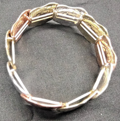 Hammered Heart Bracelet Silver Gold Copper 3 Tone Overlapping Shiny Stretchable