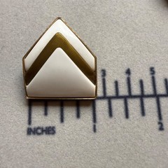 Vintage Gold & White Lucite Clip On Earrings Geometric Chevron Classic 80s Glam