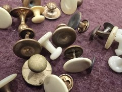 Antique Vtg Collar Cuff Stud Buttons Lot Mother Pearl Mop Over 70 PCs Sets Too