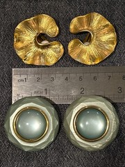 Vintage 1980s Clip On Earring Lot Chunky 80s Pop Art Enamel Pearl Button 8 Pairs