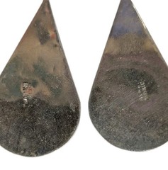 Vintage Alpaca Mexico black earrings with mother of pearl and abalone flower