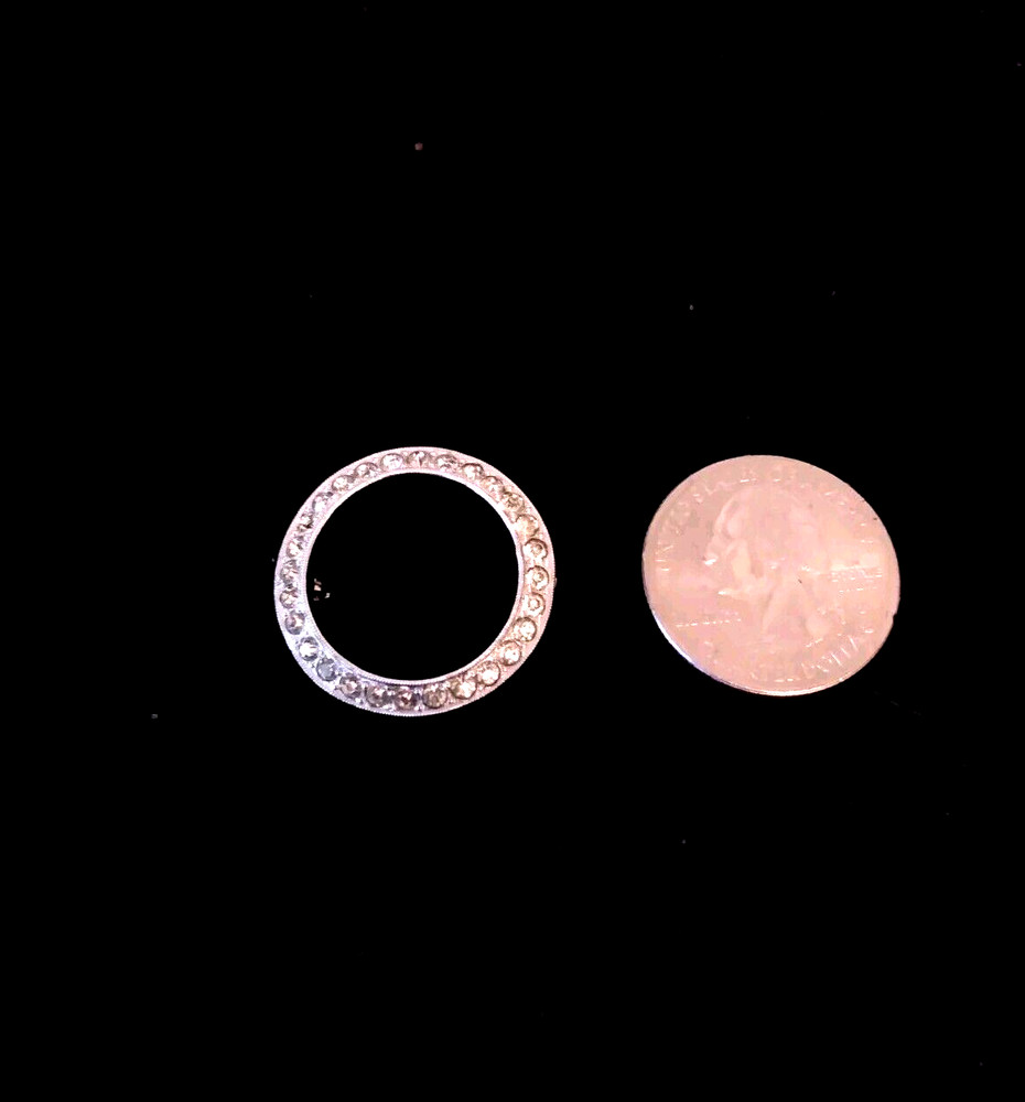 Vintage Sparkling Silvertone Rhinestone Open Circle Brooch Pin 1 in Wide!