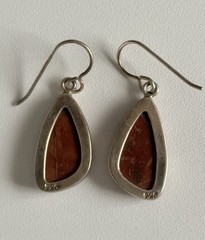VINTAGE 925 STERLING SILVER RED CREEK JASPER DROP DANGLE 1.50” EARRINGS 5.90g