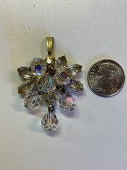 Vintage Clear “Stone” Necklace Pendant, No Chain, No Stones Missing