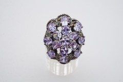 Vintage Sterling Silver 925 Marcasite CZ Ring Size 5