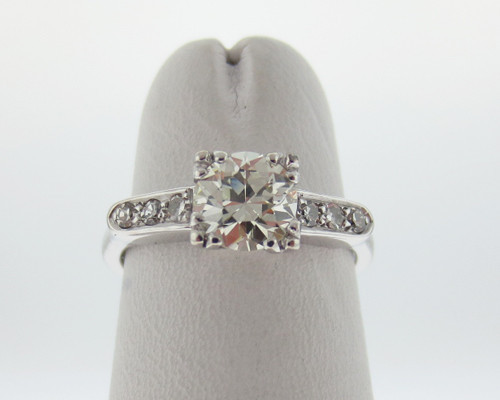 Vintage Estate 0.80ct Genuine Diamonds Old Cut 14k White Gold Engagement Ring