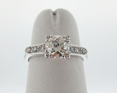 Vintage Estate 0.80ct Genuine Diamonds Old Cut 14k White Gold Engagement Ring
