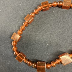 Art Deco Honey Amber Graduated Cube & Round Beads Necklace 30” Inches