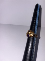 Purple Amethyst & Green Stone Ring Gold Plated Sterling Silver 925 Size 7