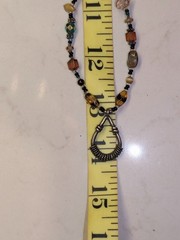 vintage handmade Boho Chic Beaded Necklace with Silver/cooper-Tone Accents