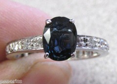 Unique 14k White Gold Eternity Band Diamond Ring with Blue Sapphire Make Offer