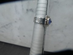 Vintage Studio Ring Brutalist Sterling Silver 925 Sapphire Modernist