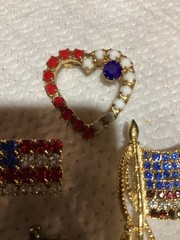 Four Fourth Of July Brooches All Older Brooches Heart Three Flags