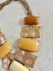 Vintage Abstract Lucite / Metal Collar Necklace Chunky Modernist MCM