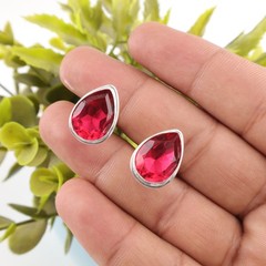Pink Rubellite Stone 925 Sterling Silver Father Gifts Luxury Cufflinks Jewelry