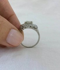 Art Deco Style Round Cut Lab Created Diamond 14K White Gold FN Engagement Ring