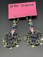 Betsey Johnson Morocco Adventure Peacock Earrings Rare