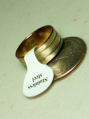 Vintage Stainless Steel Mens Ring Art Deco Line Color In Photo Size 6.25 B2
