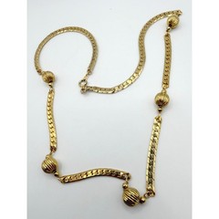 Vintage Gold Tone Textured Chain Necklace 23″ Spring Ring Clasp