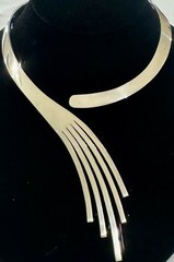 RARE LOS BALLESTEROS Vtg Mexican Silver PINEDA HAND Heavy 106g CHOKER NECKLACE