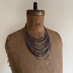 Vtg Waterfall 90s Y2k Beaded Necklace ~ Metal Acrylic Purple Friends Era 19” Adj