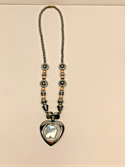 Vintage Heavy Heart W/ Good Luck Elephant Inside Pendant Necklace