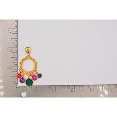 Vintage Crystal Dangle Earrings Lucite Open Bezel Multi-Color Gold NOS BinA16